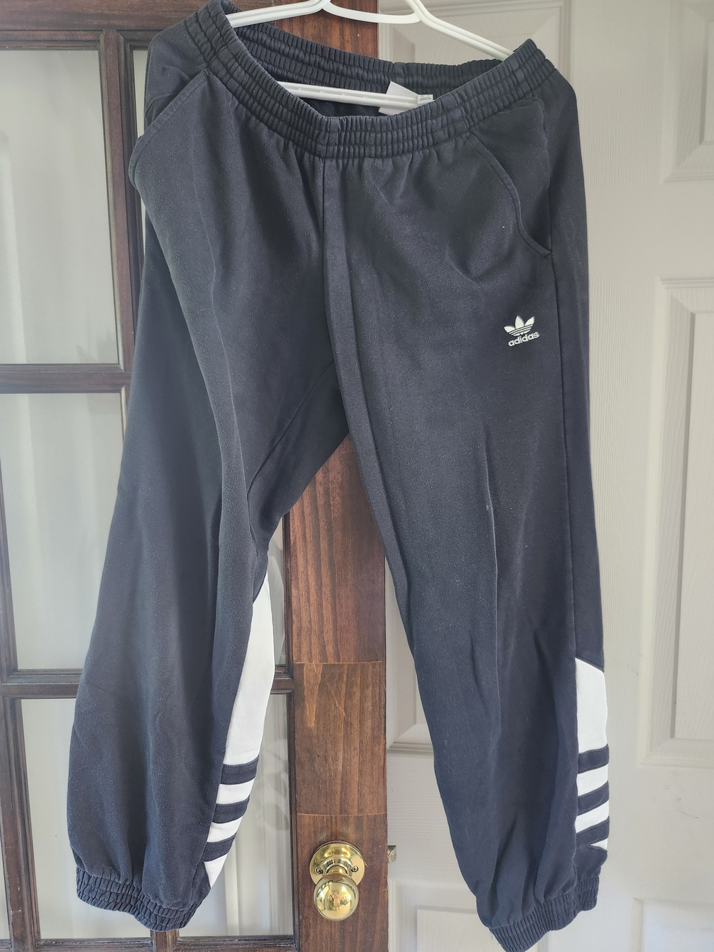 adidas Black Track Joggers with White Stripe Detail